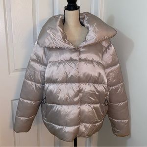 LF Be Fore Dawn Pearly Pink Iridescent Puffer Winter Coat Women’s Size 12